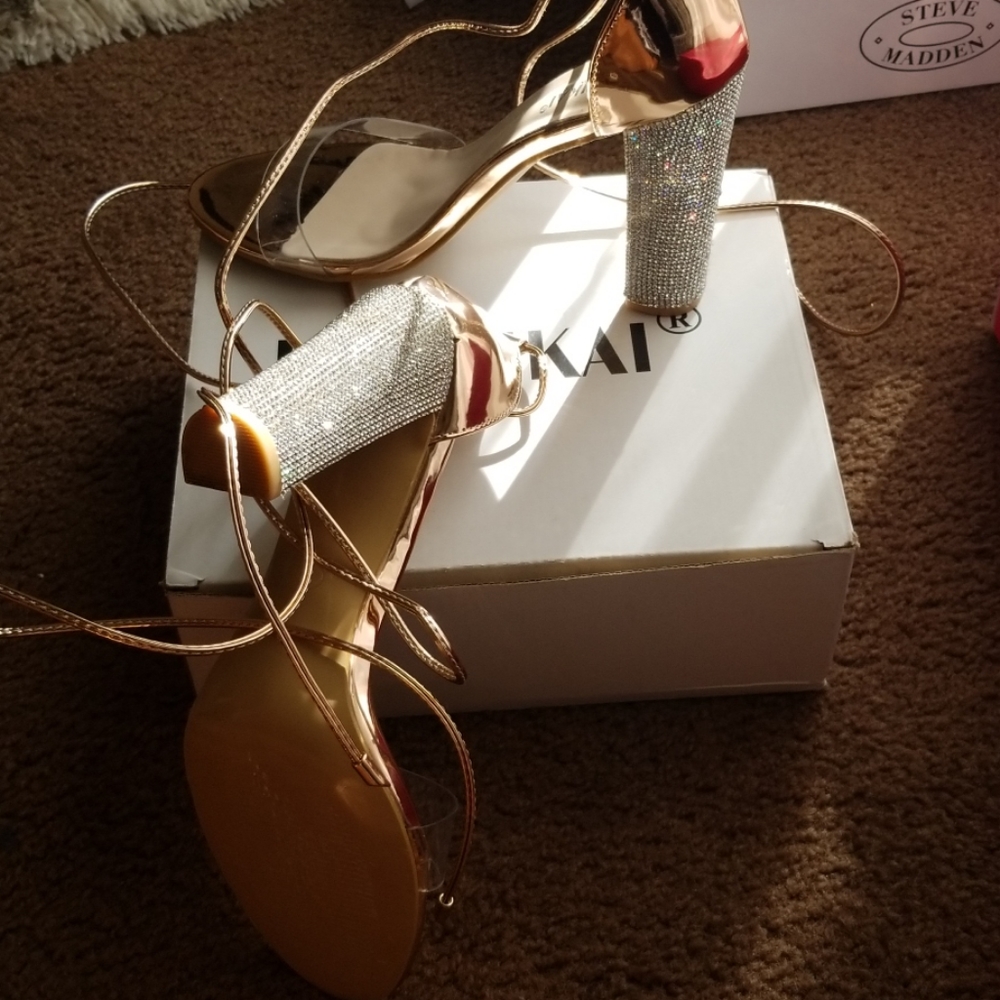 Rose Gold Rhinestone Heels - Picture 3 of 3